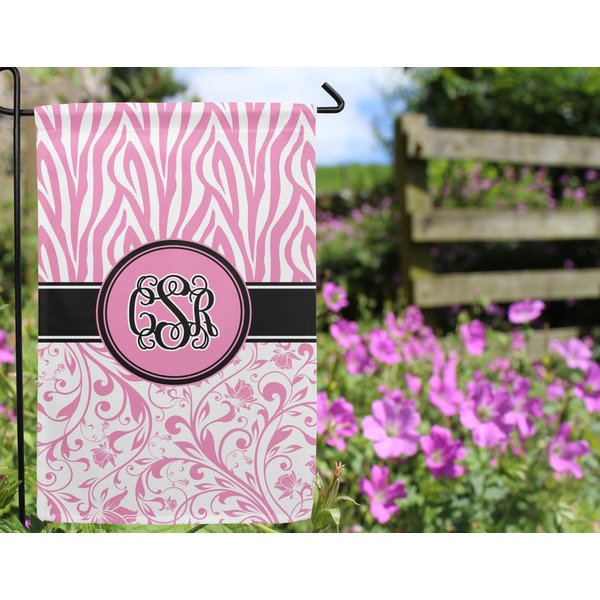 Zebra & Floral Garden Flag - Outside In Flowers