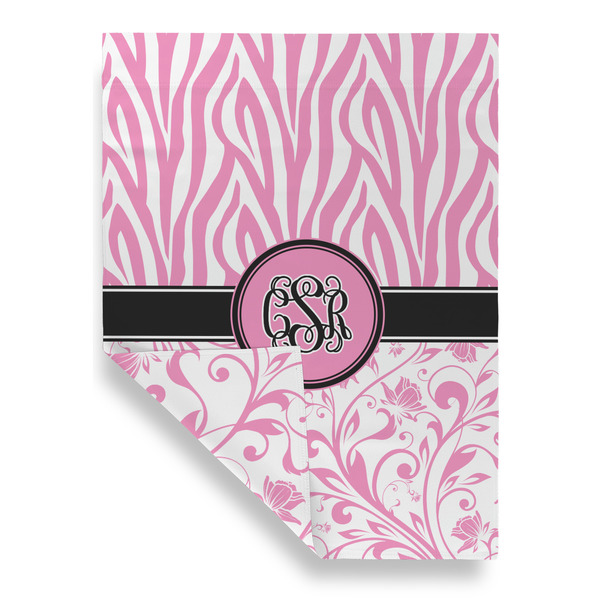 Zebra & Floral Garden Flags - Large - Double Sided - FRONT FOLDED