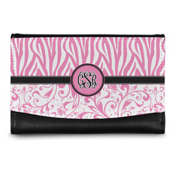 Zebra & Floral Genuine Leather Women's Wallet - Small (Personalized)