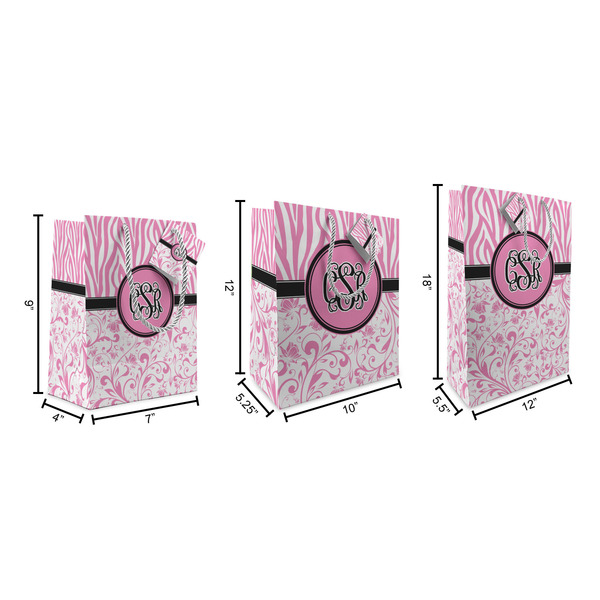 Zebra & Floral Gift Bags - All Sizes - Dimensions