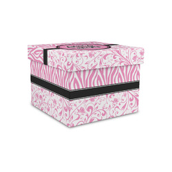 Zebra & Floral Gift Box with Lid - Canvas Wrapped - Small (Personalized)