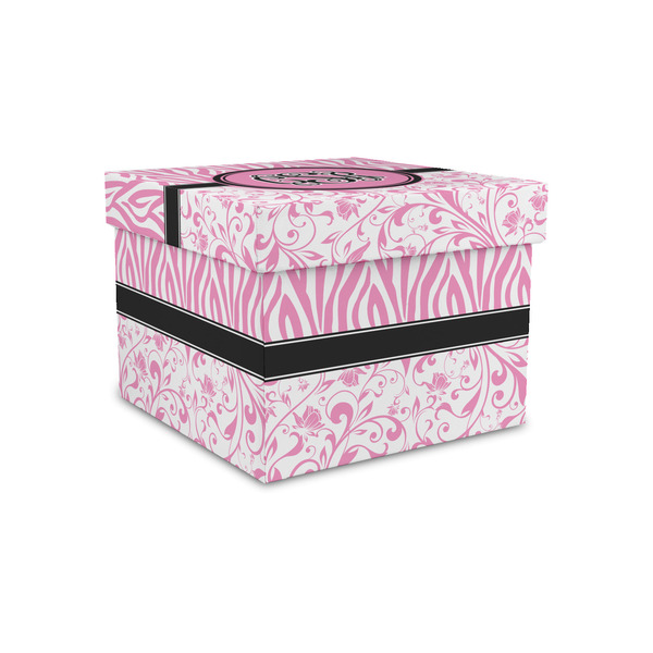 Custom Zebra & Floral Gift Box with Lid - Canvas Wrapped - Small (Personalized)