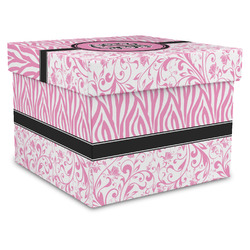 Zebra & Floral Gift Box with Lid - Canvas Wrapped - X-Large (Personalized)