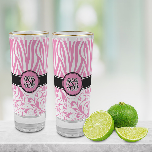 Zebra & Floral Glass Shot Glass - 2 oz - LIFESTYLE