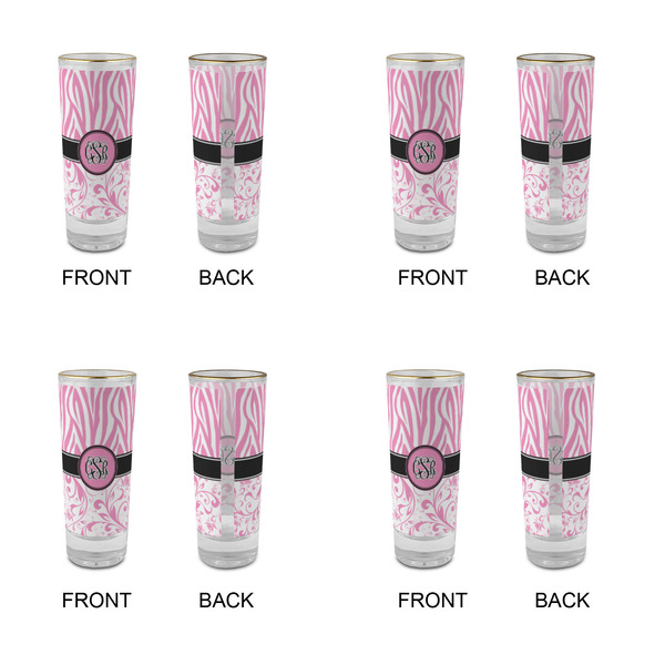 Zebra & Floral Glass Shot Glass - 2 oz - Set of 4 - APPROVAL