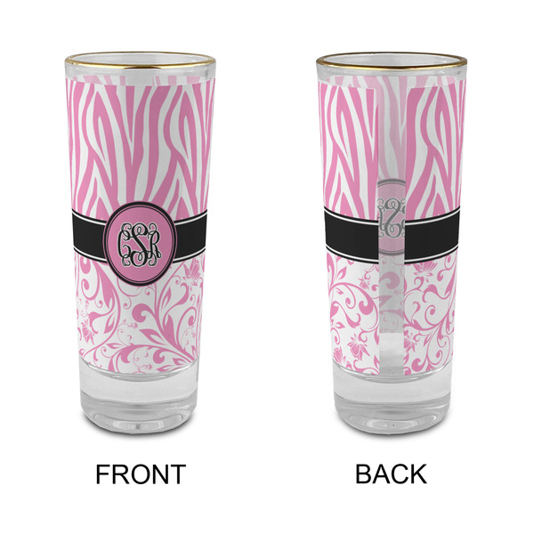 Zebra & Floral Glass Shot Glass - 2 oz - Single - APPROVAL