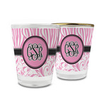 Zebra & Floral Glass Shot Glass - 1.5 oz (Personalized)