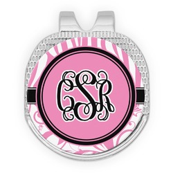 Zebra & Floral Golf Ball Marker - Hat Clip - Silver