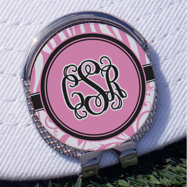 Custom Zebra & Floral Golf Ball Marker - Hat Clip