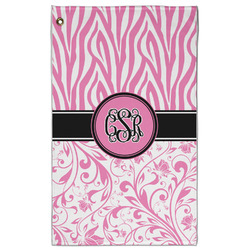Zebra & Floral Golf Towel - Poly-Cotton Blend w/ Monograms