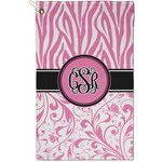 Zebra & Floral Golf Towel - Poly-Cotton Blend - Small w/ Monograms