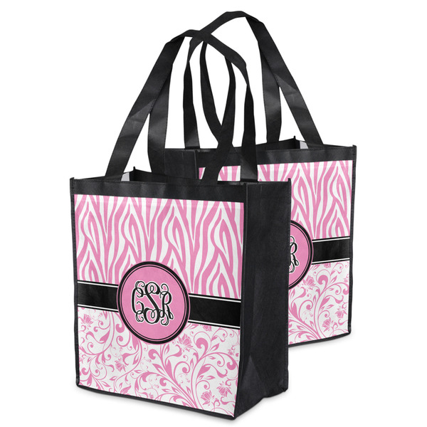 Zebra & Floral Grocery Bag - MAIN