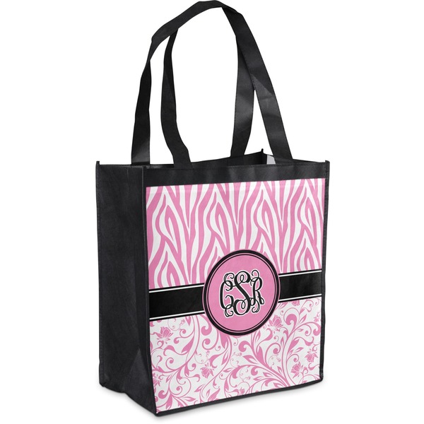 Custom Zebra & Floral Grocery Bag (Personalized)