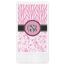 Zebra & Floral Guest Napkins - Full Color - Embossed Edge (Personalized)