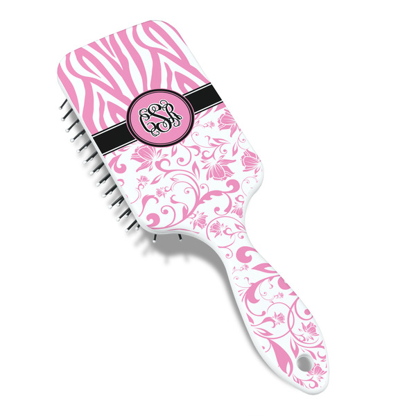 Zebra & Floral Hair Brush - Angle View