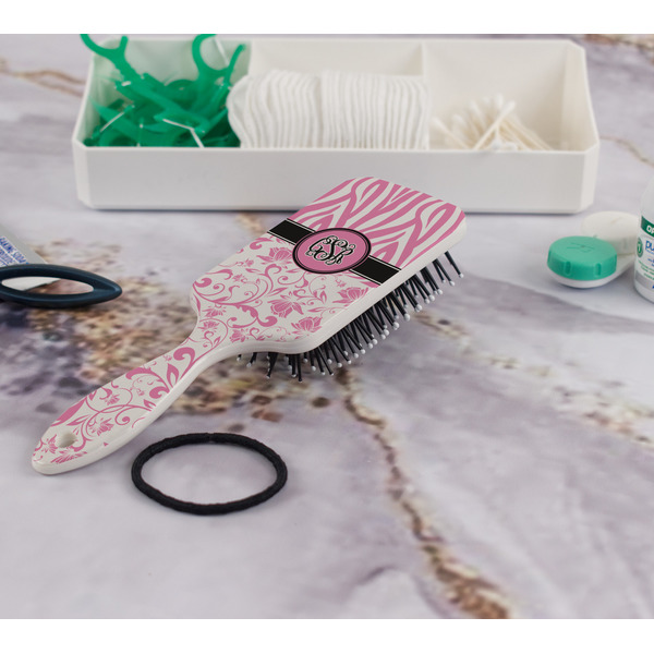 Zebra & Floral Hair Brush - In Bathroom