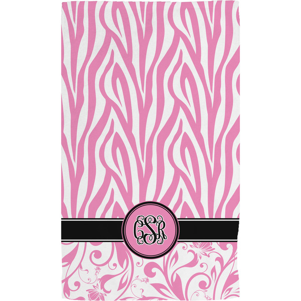 Zebra & Floral Hand Towel (Personalized) Full