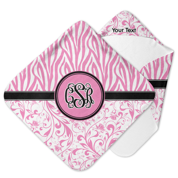 Custom Zebra & Floral Hooded Baby Towel (Personalized)