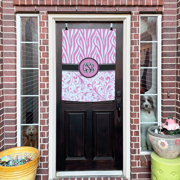 Zebra & Floral House Flags - Double Sided - (Over the door) LIFESTYLE