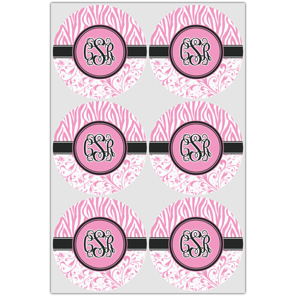 Zebra & Floral Icing Circle - Large - Set of 6