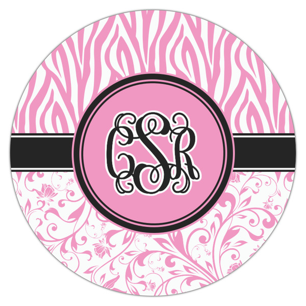 Zebra & Floral Icing Circle - Medium - Single