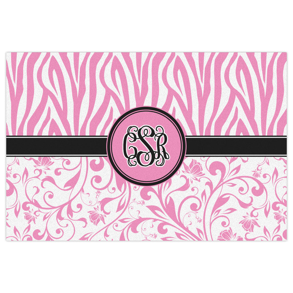 Zebra & Floral Indoor / Outdoor Rug - 2'x3' - Front Flat