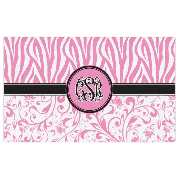 Zebra & Floral Indoor / Outdoor Rug - 3'x5' - Front Flat