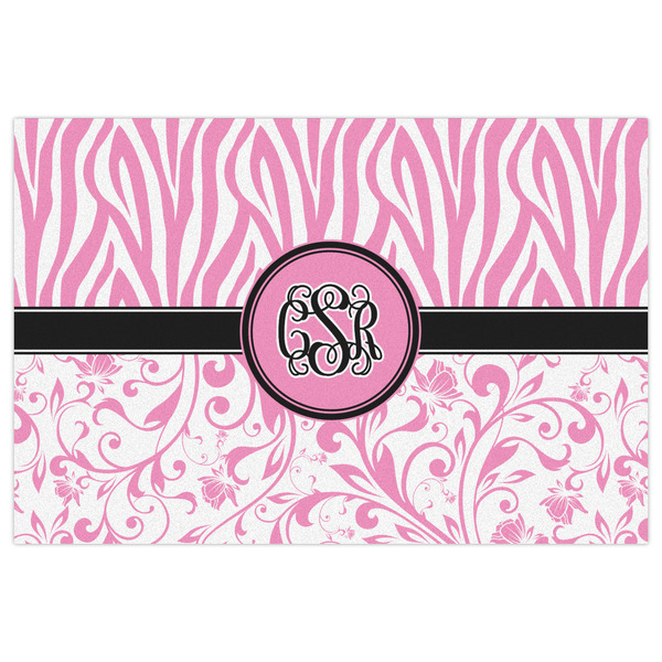 Zebra & Floral Indoor / Outdoor Rug - 4'x6' - Front Flat