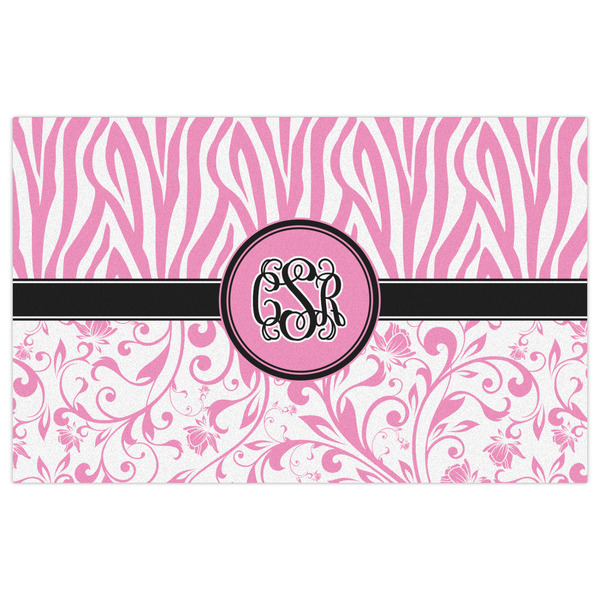 Zebra & Floral Indoor / Outdoor Rug - 5'x8' - Front Flat