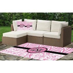 Zebra & Floral Indoor / Outdoor Rug - Custom Size w/ Monogram