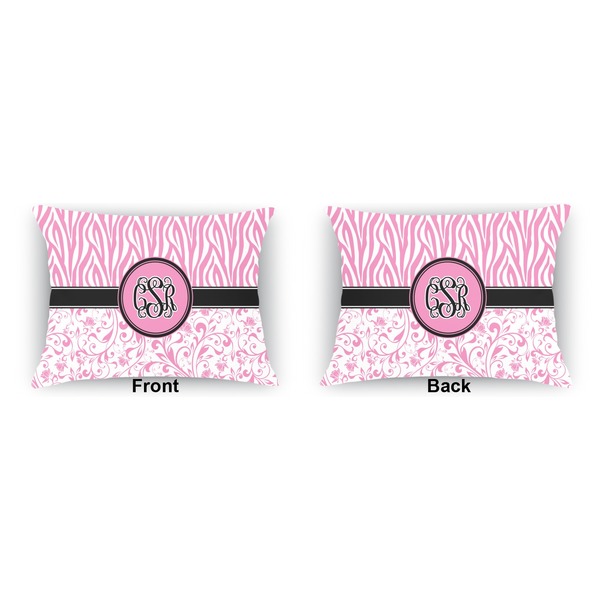 Zebra & Floral  Indoor Rectangular Burlap Pillow (Front and Back)
