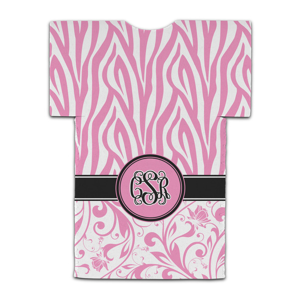 Zebra & Floral Jersey Bottle Cooler - BACK (flat)