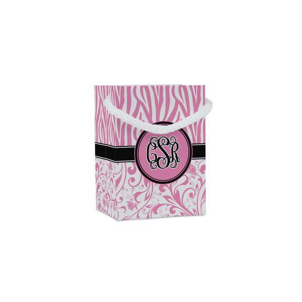 Custom Zebra & Floral Jewelry Gift Bags - Gloss (Personalized)