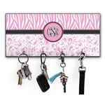 Zebra & Floral Key Hanger w/ 4 Hooks w/ Monogram