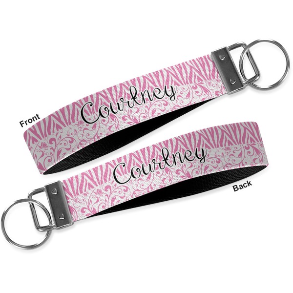 Zebra & Floral Key-chain - Metal and Nylon - Front and Back