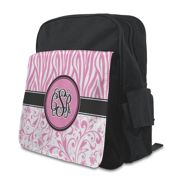 Custom Zebra & Floral Preschool Backpack (Personalized)