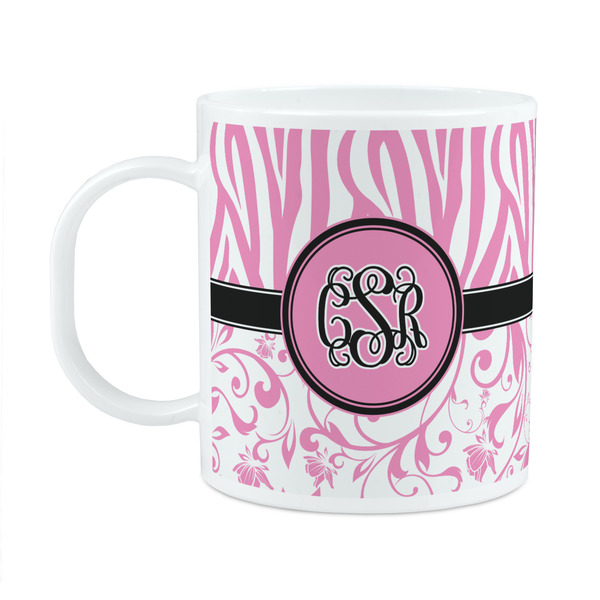 Custom Zebra & Floral Plastic Kids Mug (Personalized)