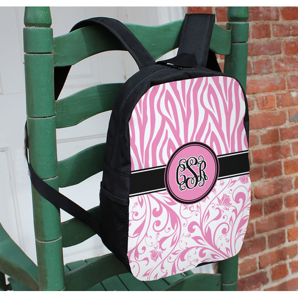 Zebra & Floral Kids Backpack - In Context