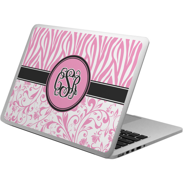Custom Zebra & Floral Laptop Skin - Custom Sized w/ Monogram