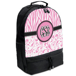 Zebra & Floral Backpacks - Black (Personalized)