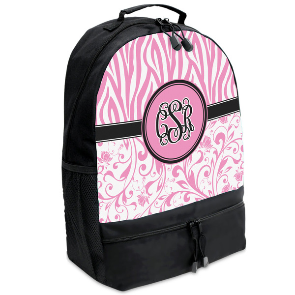 Custom Zebra & Floral Backpacks - Black (Personalized)