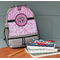 Zebra & Floral Large Backpack - Gray - On Desk