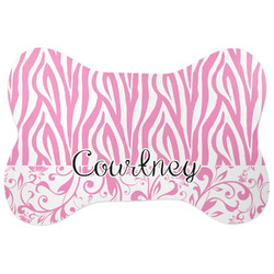 Zebra & Floral Bone Shaped Dog Food Mat (Personalized)