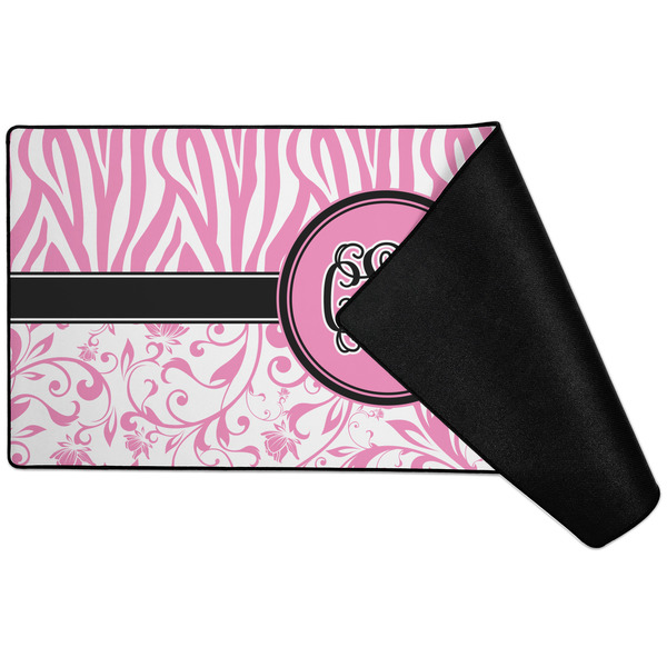 Zebra & Floral Large Gaming Mats - FRONT W/ FOLD