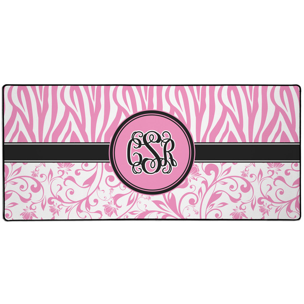 Custom Zebra & Floral 3XL Gaming Mouse Pad - 35" x 16" (Personalized)