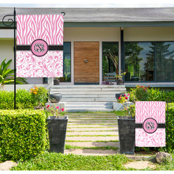 Zebra & Floral Large Garden Flag - Double Sided (Personalized)