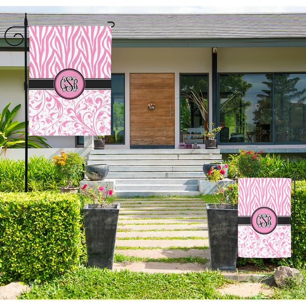 Zebra & Floral Large Garden Flag - LIFESTYLE