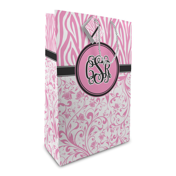 Custom Zebra & Floral Large Gift Bag (Personalized)