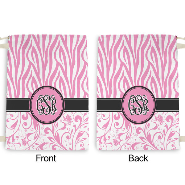 Zebra & Floral Large Laundry Bag - Front & Back View