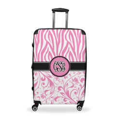 Zebra & Floral Suitcase - 28" Large - Checked w/ Monogram